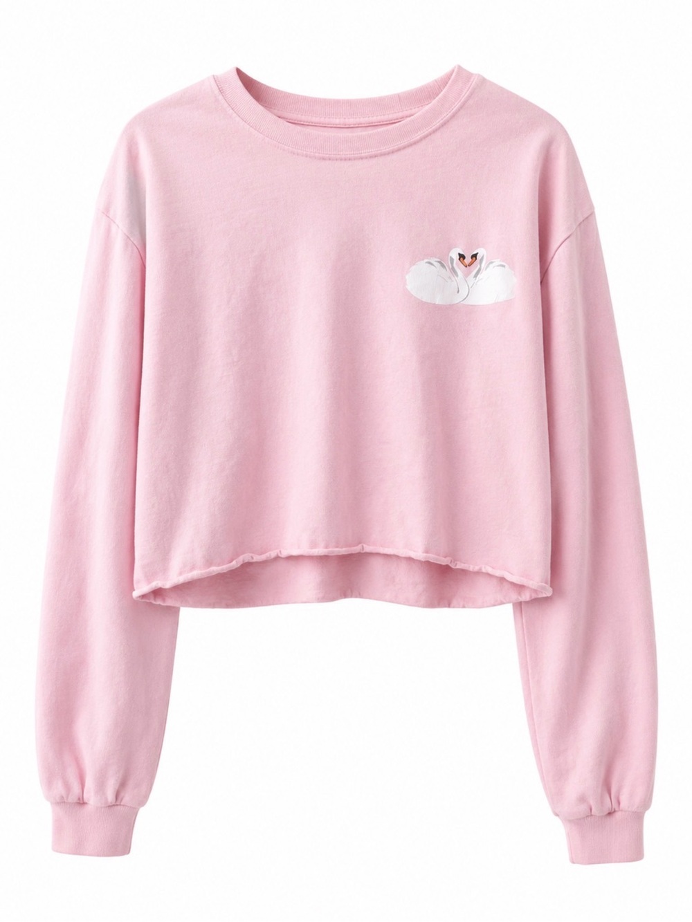 Taylor Swift Offical Concert Shirt- Lover Eras pink long-sleeve crop top w/swans